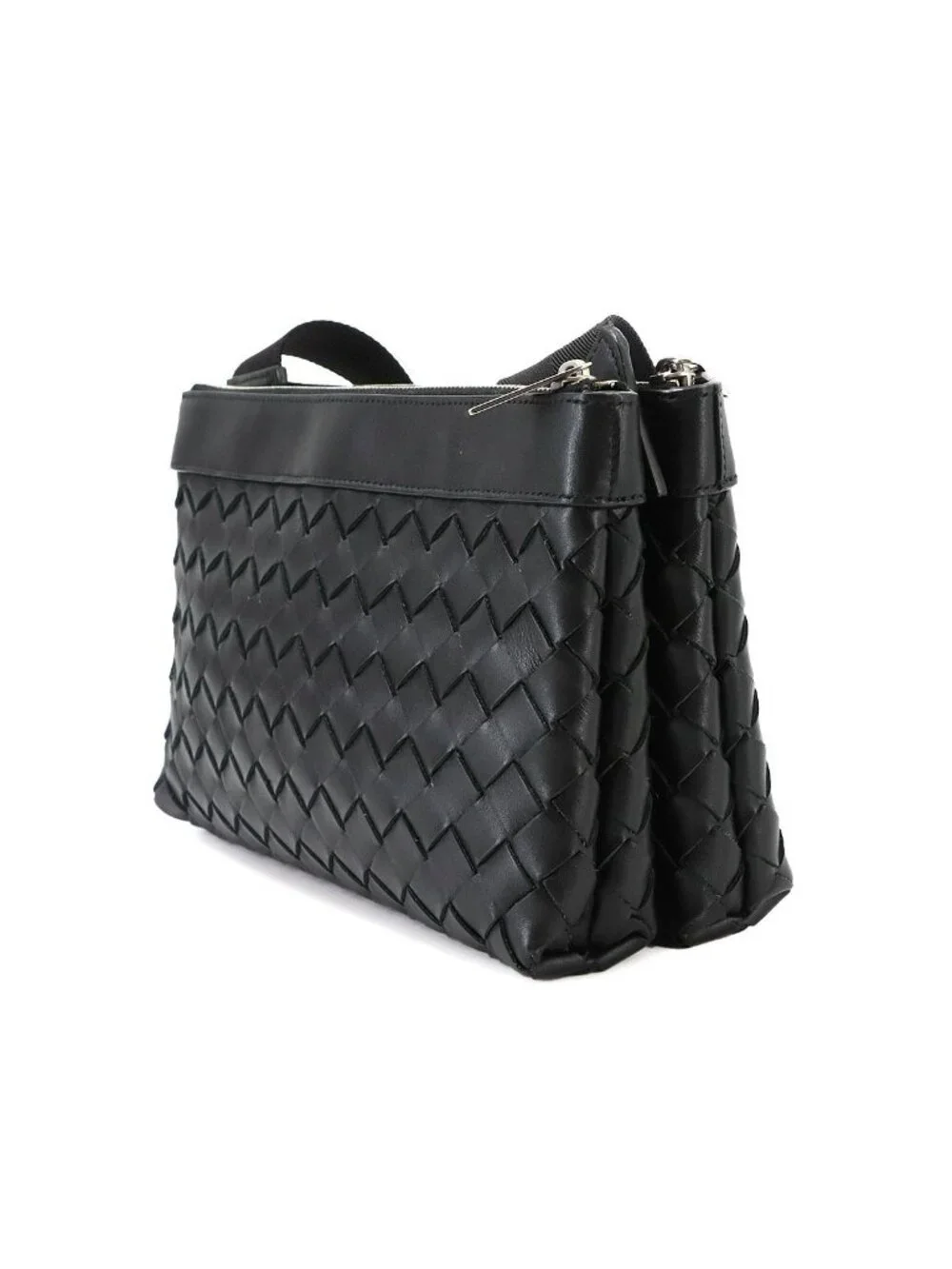 Bottega Veneta Classic Intrecciato Duo Shoulder Messenger Bag Leather